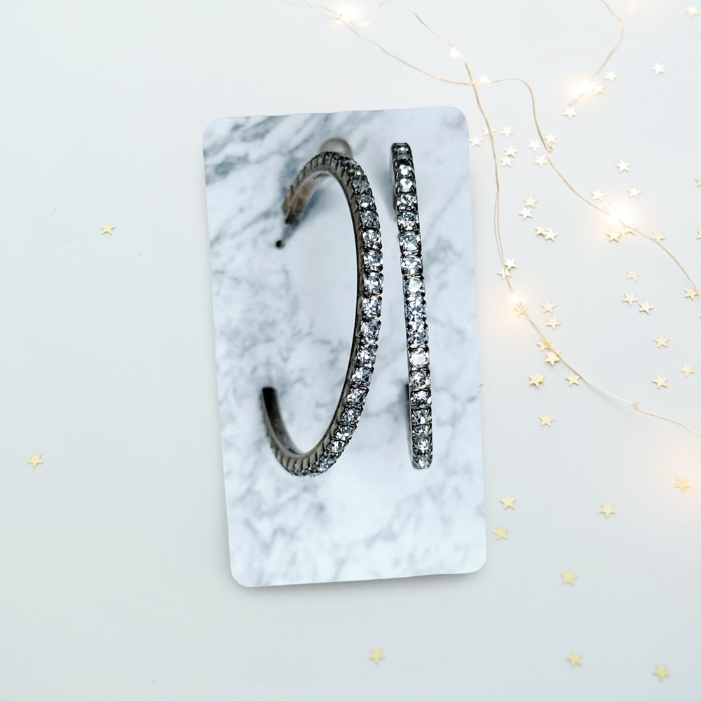 259. Bling Sparkling Silvertone Hoop Earrings